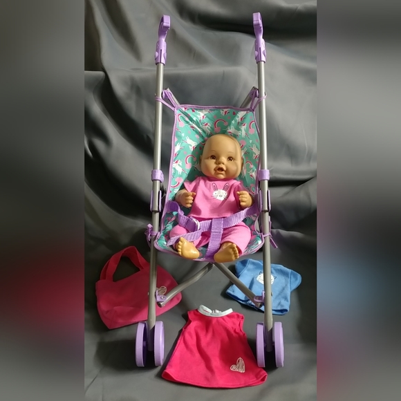 Citi Toy Toys Vintage Baby Doll With Stroller Doll Bag Clothes